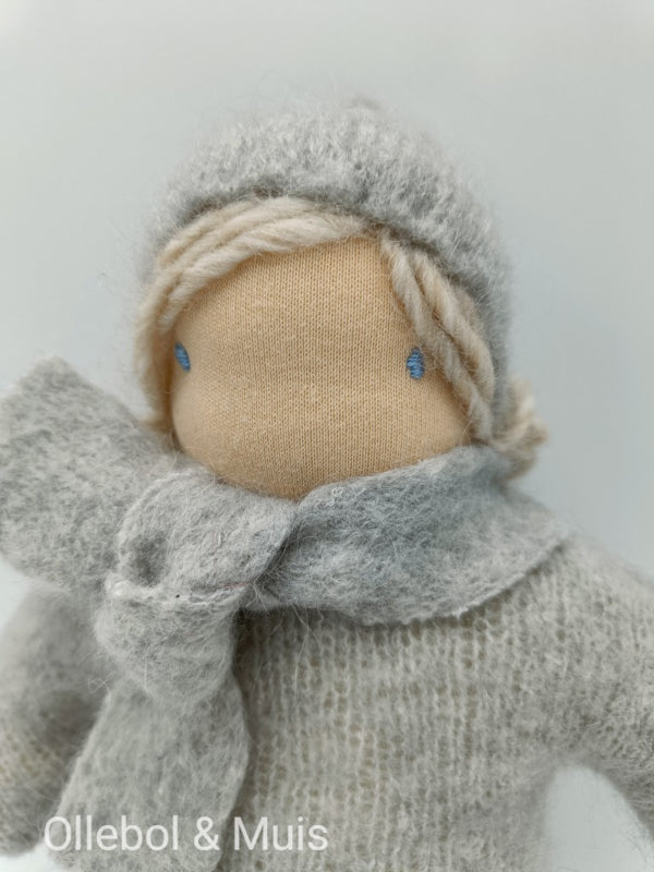 Mohair cuddly doll grey