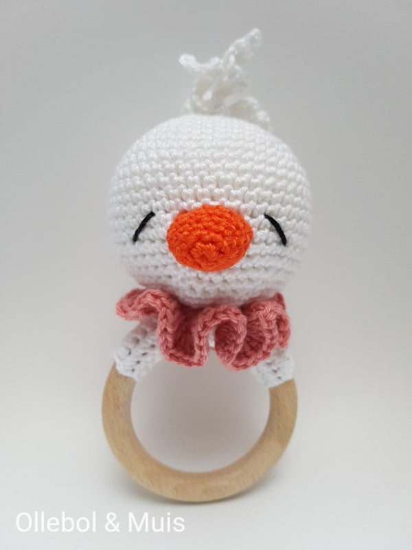 Rattle / teether white duck