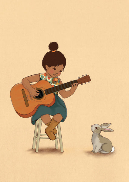 Belle & Boo postcard Guitar