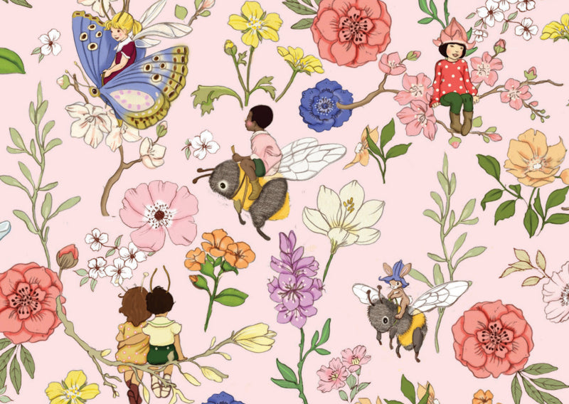 Belle & Boo postcard Secret garden pink