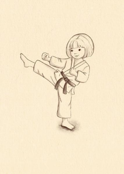 Belle & Boo postcard Karate