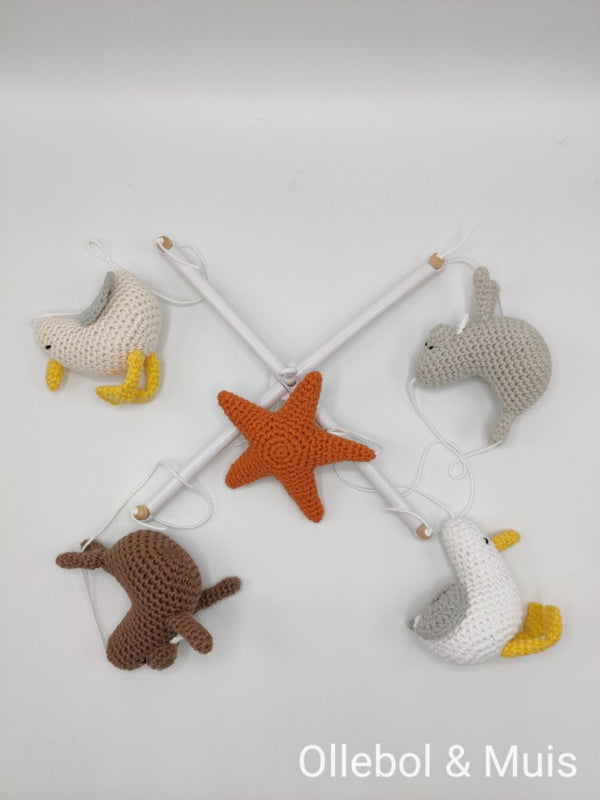 Muziekmobiel zeehond, zeester en zeemeeuw