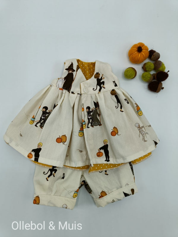 Halloween poppenjurk en broekje pop 33-38 cm