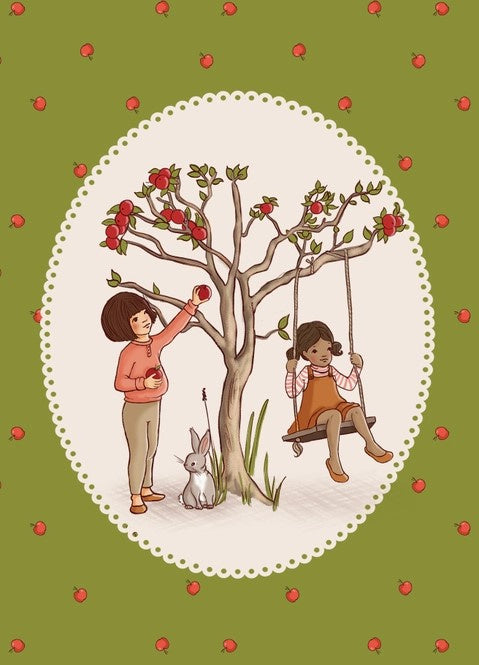 Belle & Boo Postcard Picking Apple