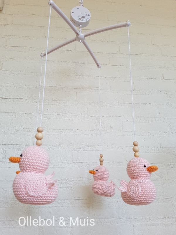 Muziekmobiel Ollebol & Muis met roze eendjes