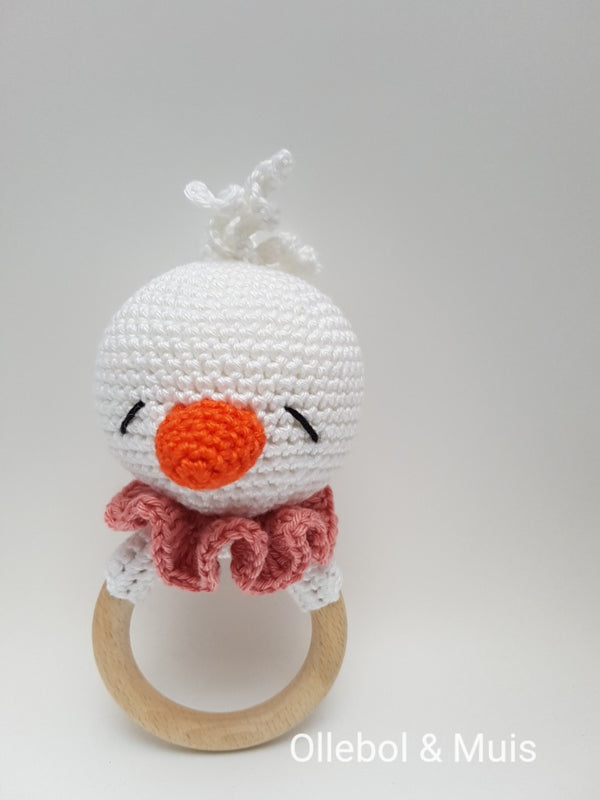 Rattle / teether white duck