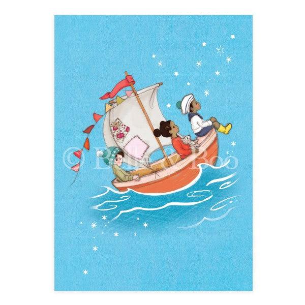 Belle &amp; Boo ansichtkaart Sail Boat Dreams