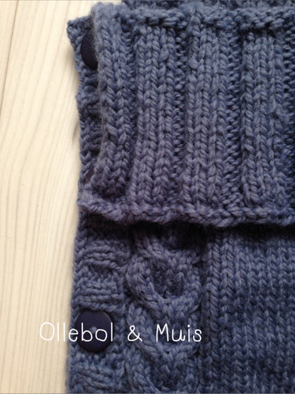 Knitted sleep sack / footmuff jeans blue