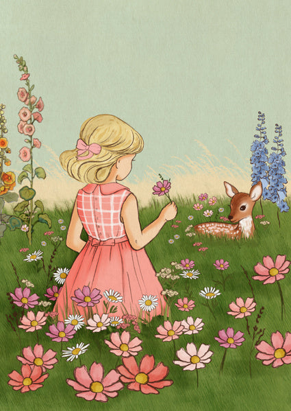 Belle &amp; Boo ansichtkaart Flower Fields Girl