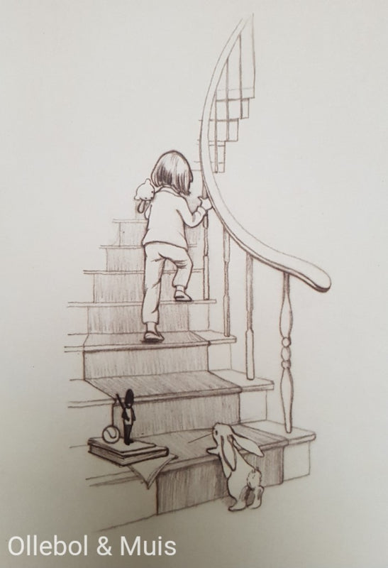 Belle &amp; Boo Postcard Up The Stairs We Go