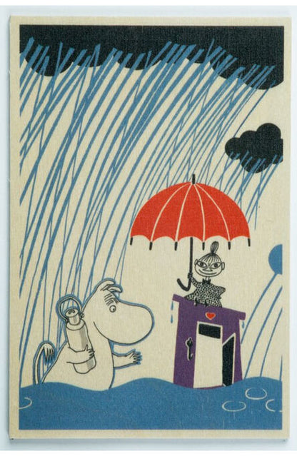 Come to Finland houten kaart Moomins in the rain