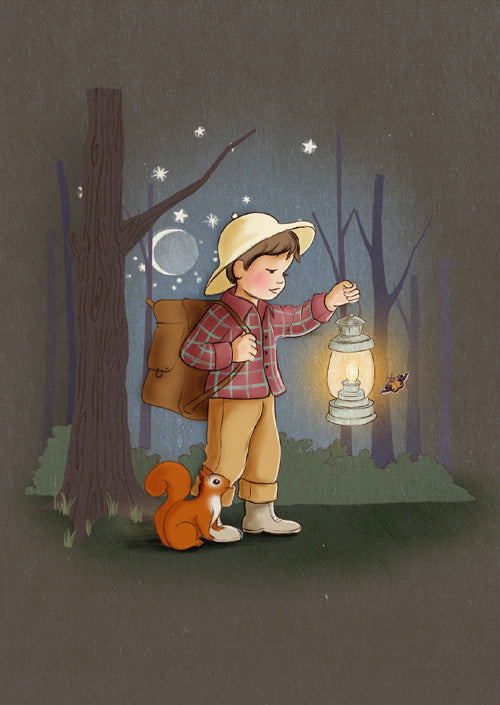 Belle &amp; Boo postcard Night explorer Boy