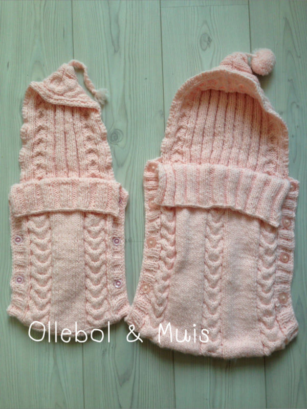 Knitted light pink doll sleeping bag