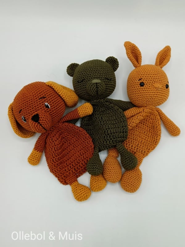 Ronnie the baby Bunny lovey gehaakte slaapknuffel