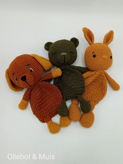 Ronnie the baby Bunny lovey gehaakte slaapknuffel