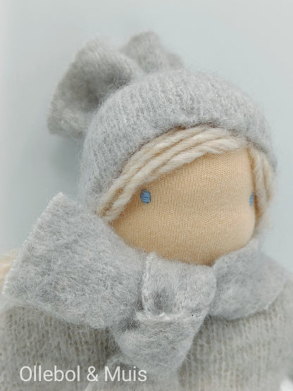 Mohair cuddly doll grey