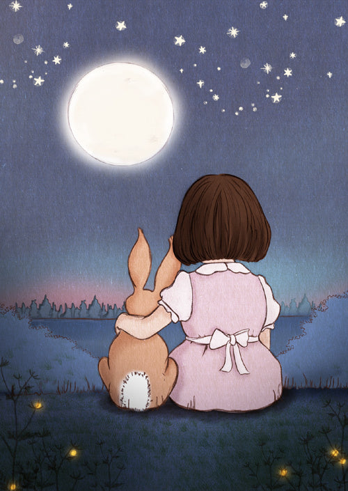 Belle &amp; Boo Postcard Moon Gazing