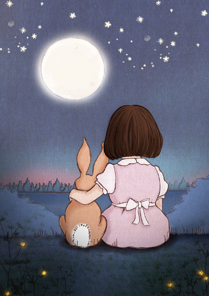 Belle &amp; Boo Postcard Moon Gazing