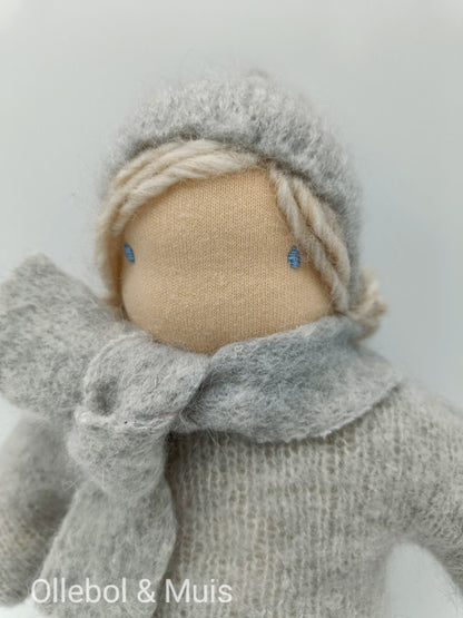 Mohair cuddly doll grey