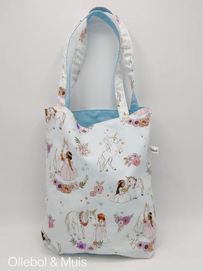 Bag made of Belle &amp; Boo Unicorn Blue fabric