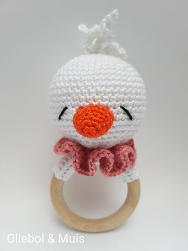 Rattle / teether white duck