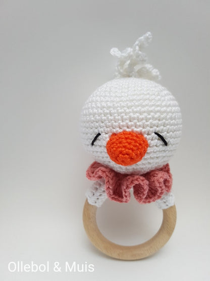 Rattle / teether white duck