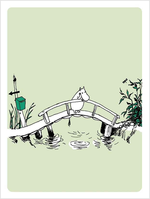 Wenskaart Moomin op de brug