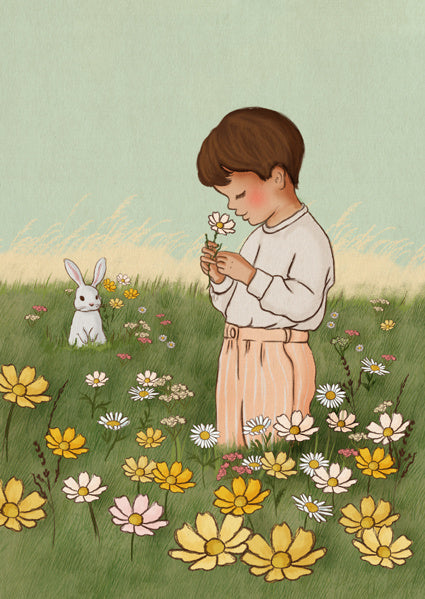 Belle &amp; Boo ansichtkaart Flower Fields Boy