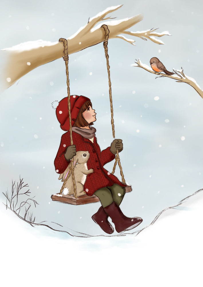 Belle &amp; Boo ansichtkaart Snowy Swing