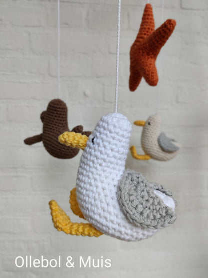 Muziekmobiel zeehond, zeester en zeemeeuw