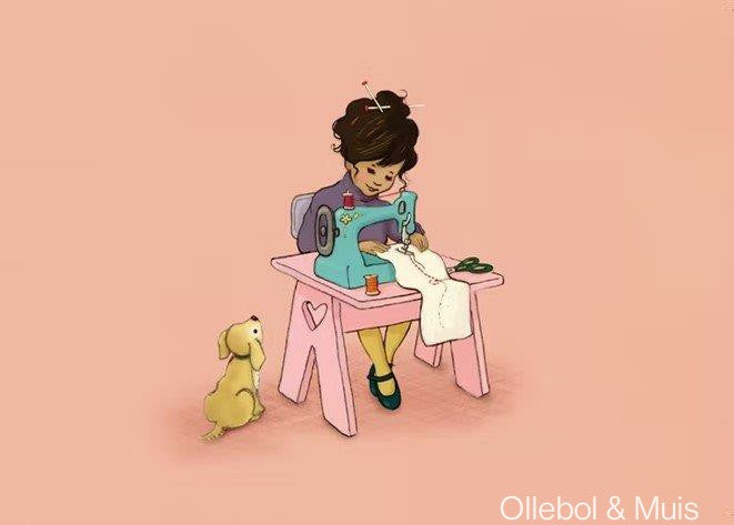 Belle &amp; Boo ansichtkaart The Sewing Table