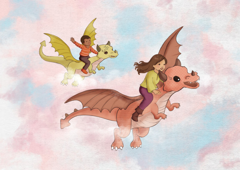 Belle &amp; Boo postcard Dragon Flight