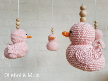 Muziekmobiel Ollebol &amp; Muis met roze eendjes