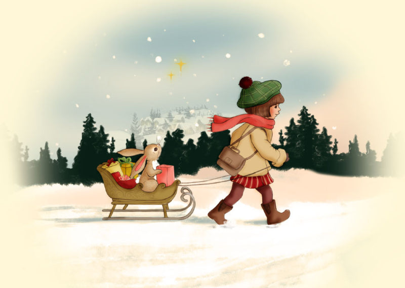 Belle &amp; Boo ansichtkaart Delivering Presents