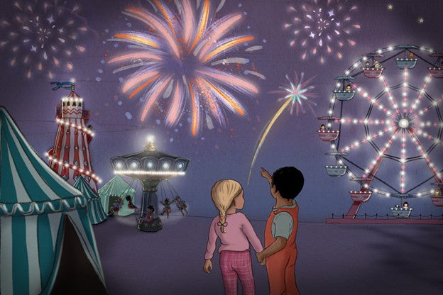 Belle &amp; Boo ansichtkaart Midnight Fireworks