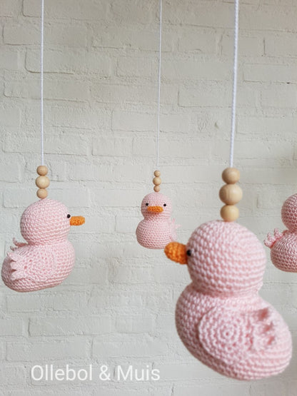 Muziekmobiel Ollebol &amp; Muis met roze eendjes