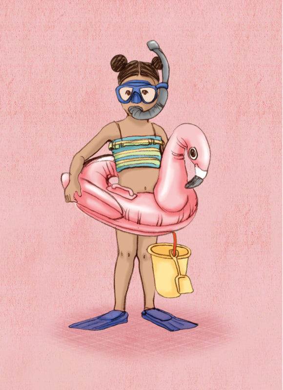 Belle &amp; Boo ansichtkaart  Flamingo Girl