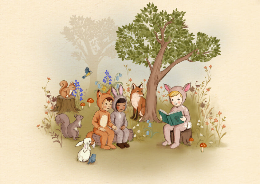 Belle &amp; Boo ansichtkaart Woodland Storytime