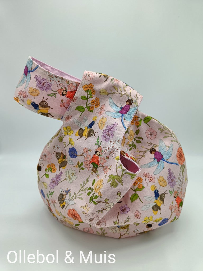 Knot Bag Belle &amp; Boo stof Secret Bug Garden pink