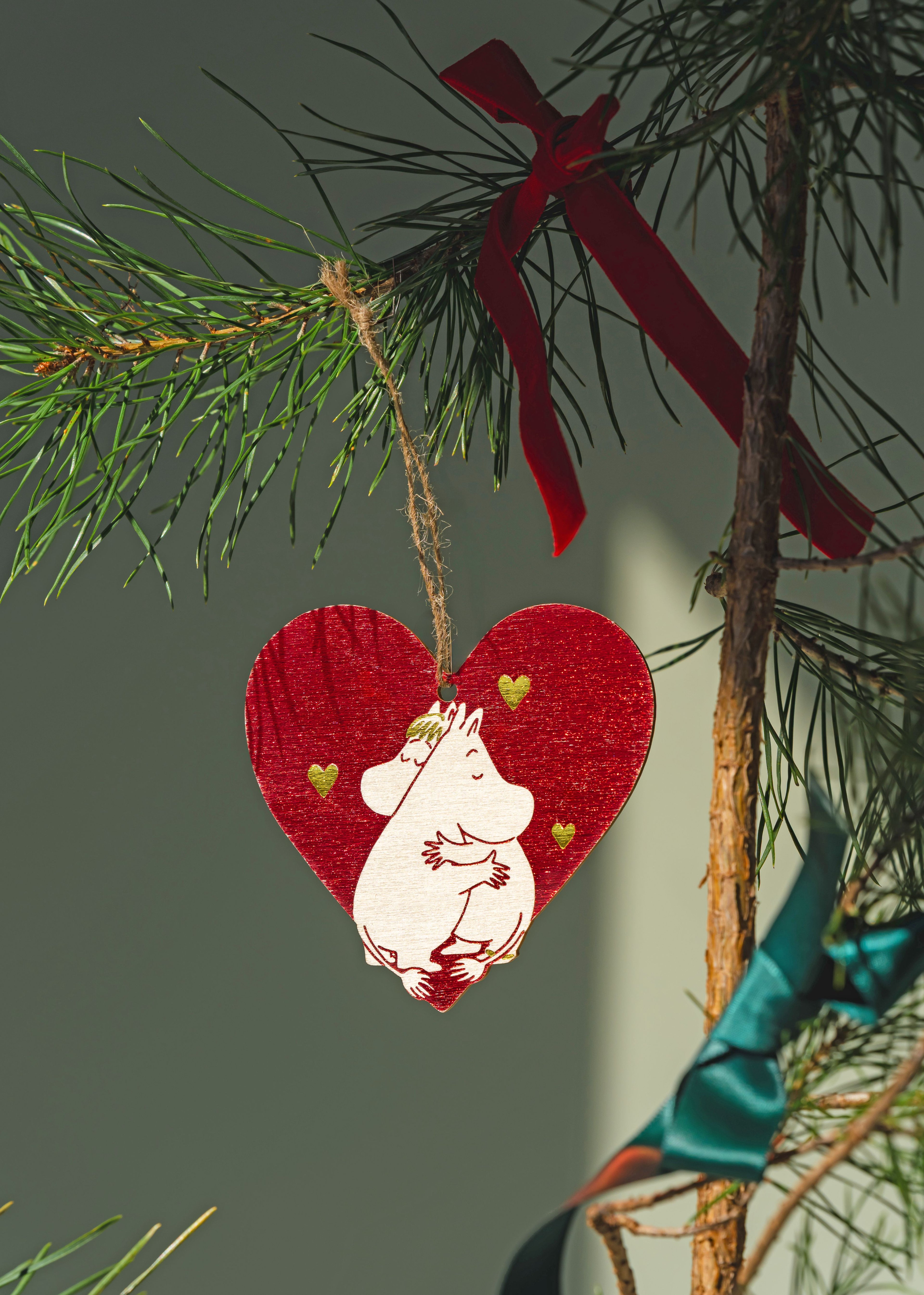 Moomin houten Kerst decoratie Heart Ollebol &amp; Muis