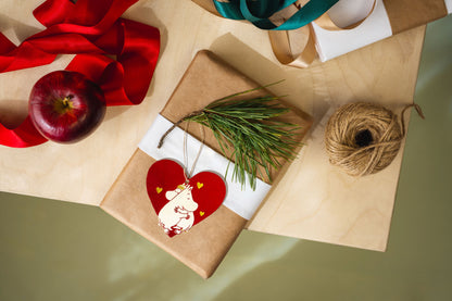 Moomin houten Kerst decoratie Heart Ollebol &amp; Muis