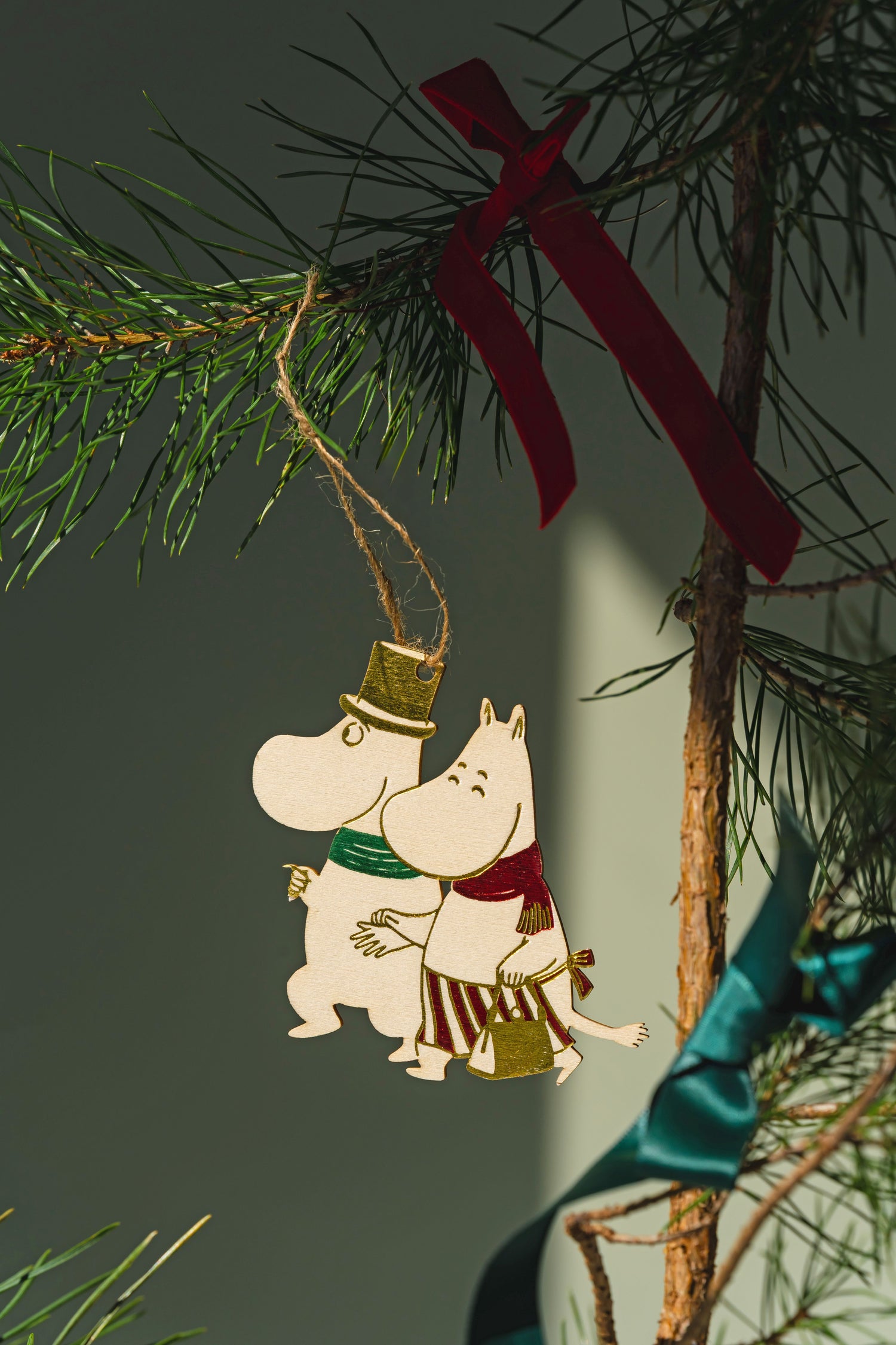 Moomin houten Kerst decoratie Moominmamma en Moominpappa