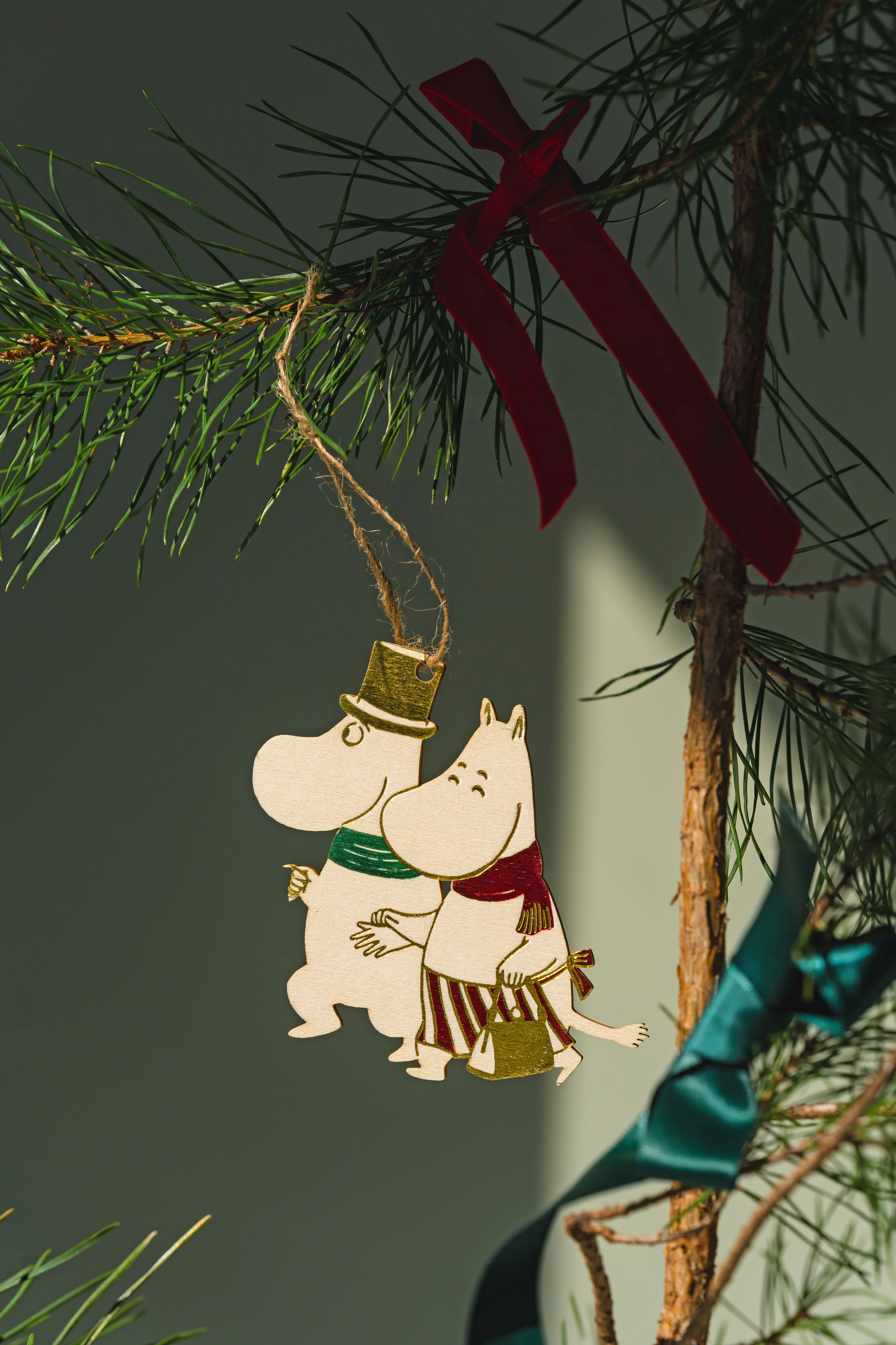 Moomin houten Kerst decoratie Moominmamma en Moominpappa