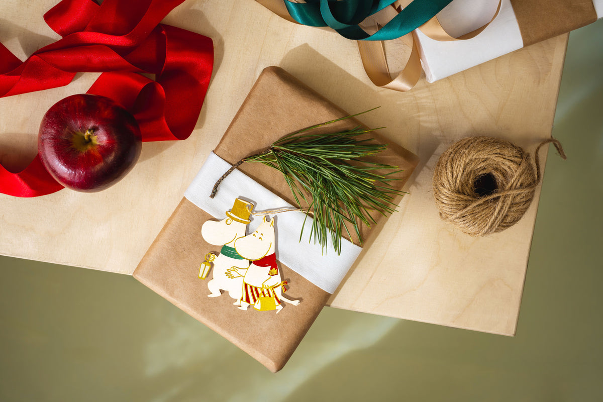 Moomin houten Kerst decoratie Moominmamma en Moominpappa