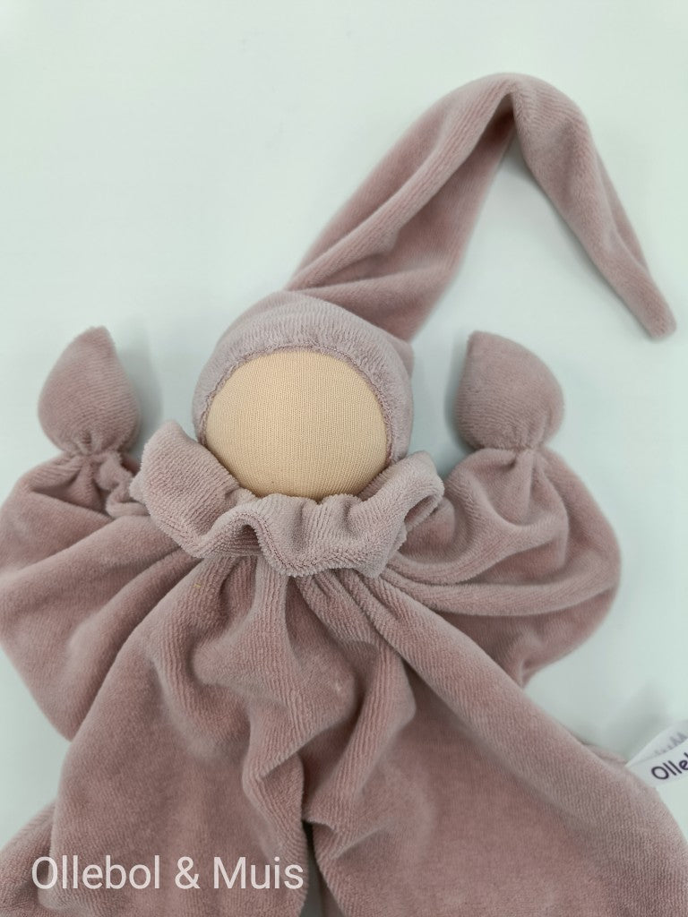 Antroposofisch vlinderpopje licht oud roze zonder gezichtje