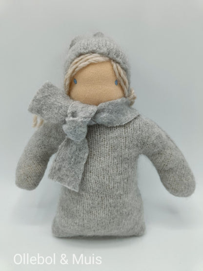 Mohair cuddly doll grey