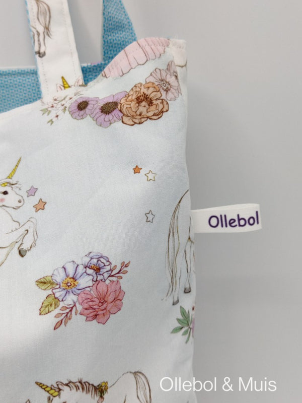 Bag made of Belle &amp; Boo Unicorn Blue fabric