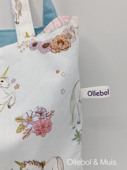 Bag made of Belle &amp; Boo Unicorn Blue fabric