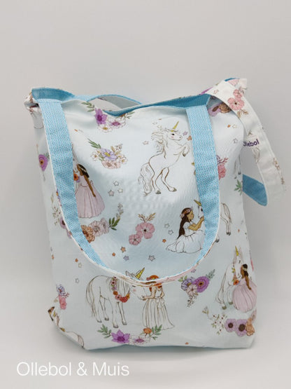 Bag made of Belle &amp; Boo Unicorn Blue fabric
