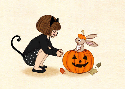 Belle &amp; Boo ansichtkaart Halloween Friends